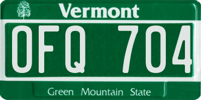 VT license plate OFQ704