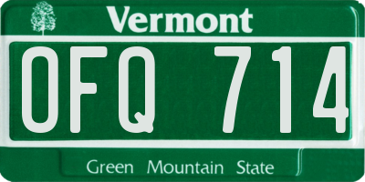 VT license plate OFQ714