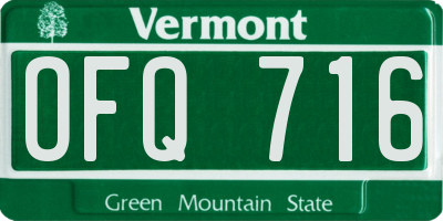 VT license plate OFQ716