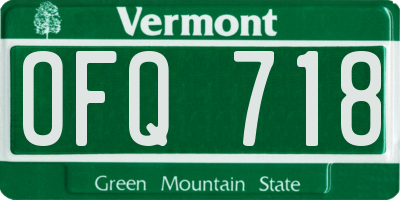 VT license plate OFQ718