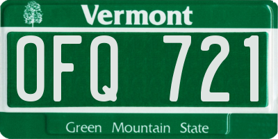 VT license plate OFQ721