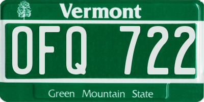 VT license plate OFQ722