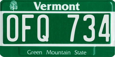 VT license plate OFQ734