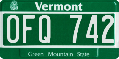 VT license plate OFQ742