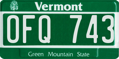 VT license plate OFQ743
