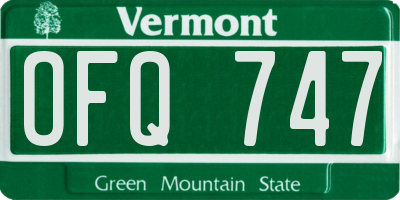 VT license plate OFQ747