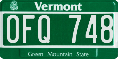 VT license plate OFQ748