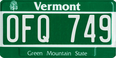 VT license plate OFQ749