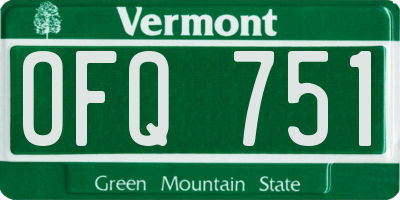 VT license plate OFQ751