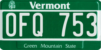 VT license plate OFQ753