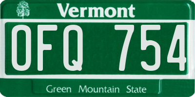 VT license plate OFQ754