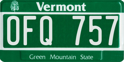 VT license plate OFQ757
