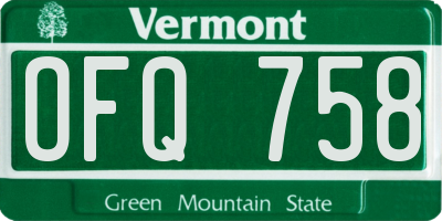 VT license plate OFQ758