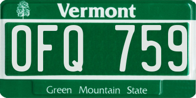 VT license plate OFQ759