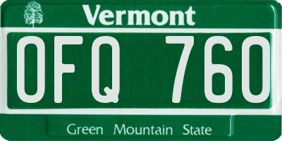 VT license plate OFQ760