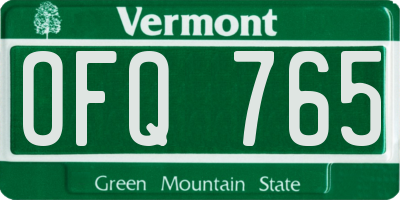 VT license plate OFQ765