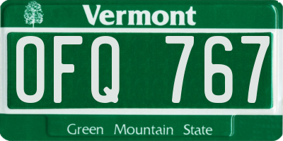 VT license plate OFQ767