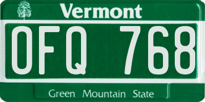 VT license plate OFQ768