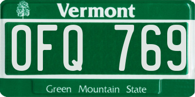 VT license plate OFQ769