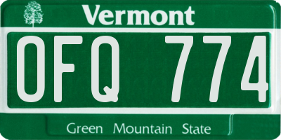 VT license plate OFQ774