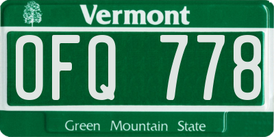 VT license plate OFQ778