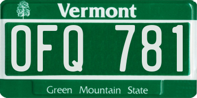 VT license plate OFQ781