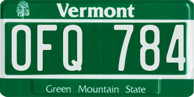 VT license plate OFQ784