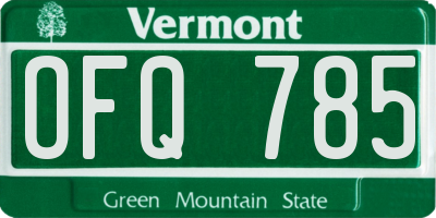 VT license plate OFQ785