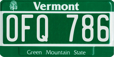 VT license plate OFQ786