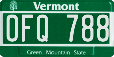 VT license plate OFQ788