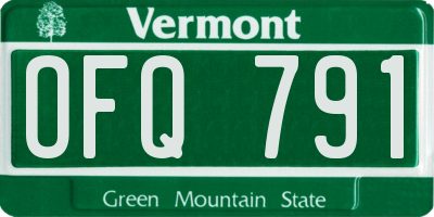 VT license plate OFQ791
