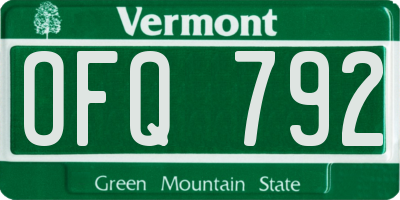 VT license plate OFQ792