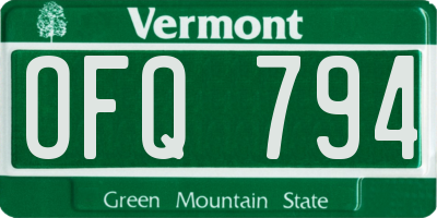 VT license plate OFQ794