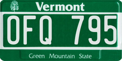 VT license plate OFQ795