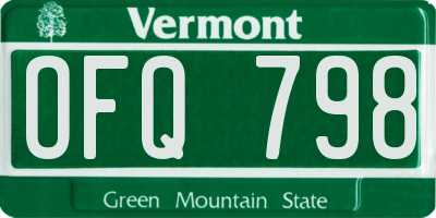 VT license plate OFQ798