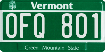 VT license plate OFQ801