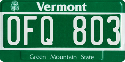 VT license plate OFQ803