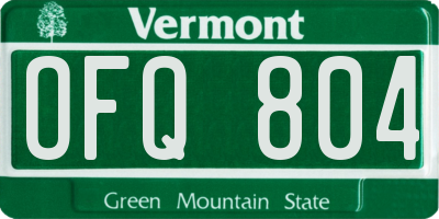 VT license plate OFQ804