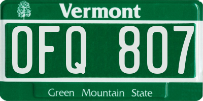 VT license plate OFQ807
