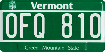 VT license plate OFQ810