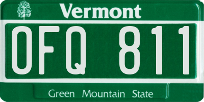 VT license plate OFQ811