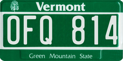 VT license plate OFQ814