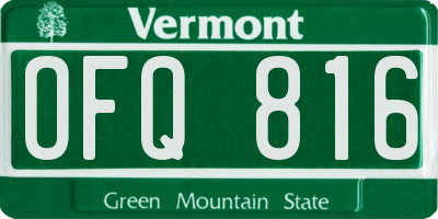 VT license plate OFQ816