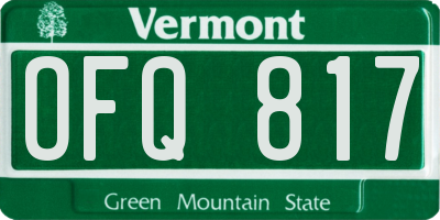 VT license plate OFQ817