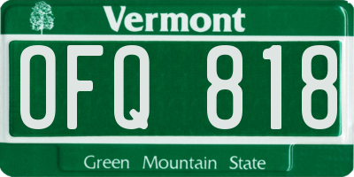 VT license plate OFQ818