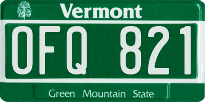 VT license plate OFQ821