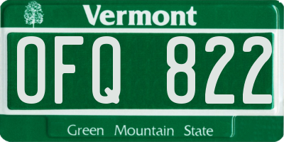 VT license plate OFQ822