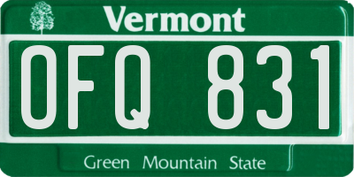 VT license plate OFQ831