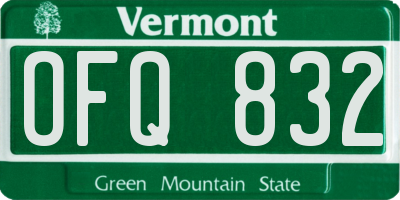 VT license plate OFQ832