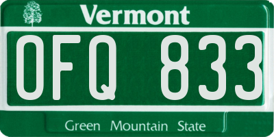 VT license plate OFQ833